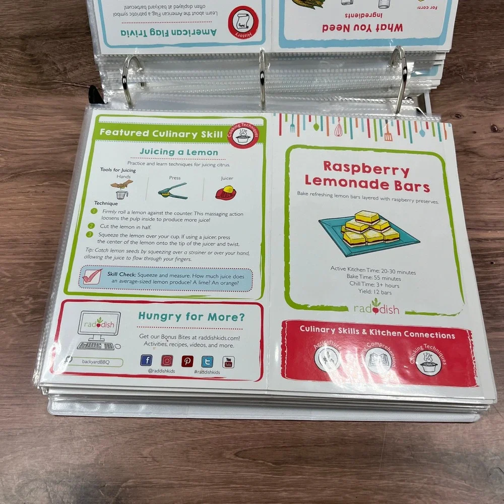Raddish Kids Cooking Recipe Cards 120pc Set Kids Multi Activity Skills Binder